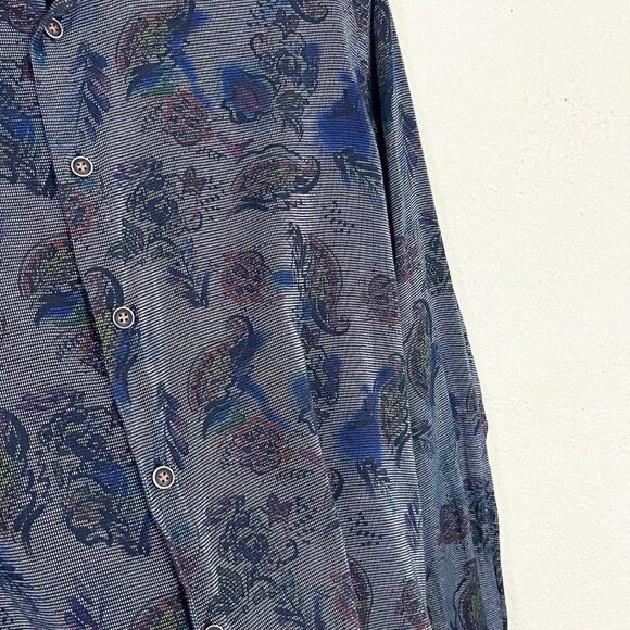 Luchiano Visconti - Visconti Black Blue‎ and White Paisley Mens Button Down - Picture 9 of 11